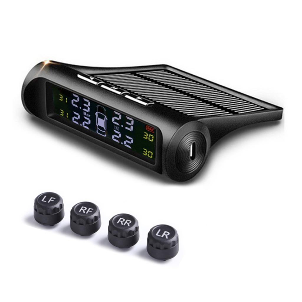 Car TPMS Tire Safety Monitoring System Solar Power Digital LCD Display Auto Security Alarm External Tyre Pressure Sensor