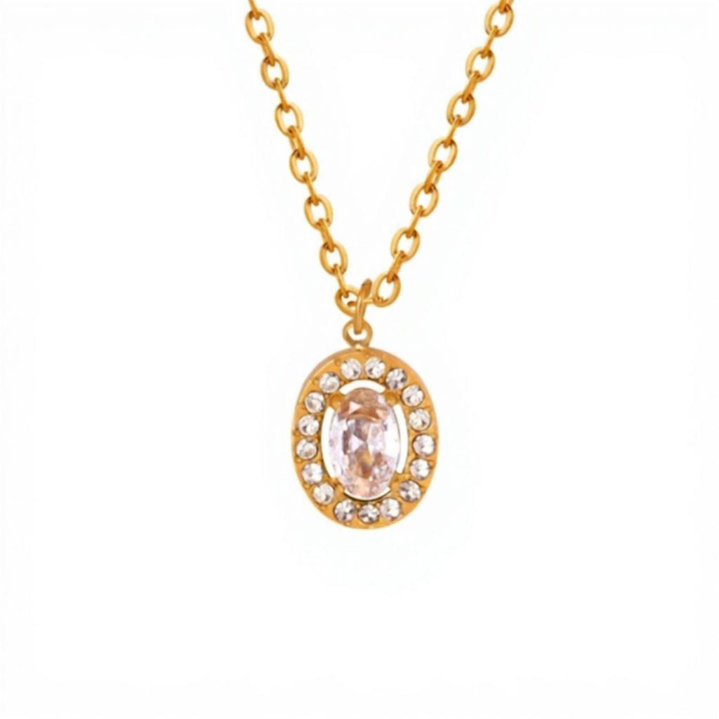 LT-P1521 New Retro Style Light Luxury French Pendant Necklace Titanium Steel 18K Gold/Silver Plated Zircon Heart Shape Jewelry