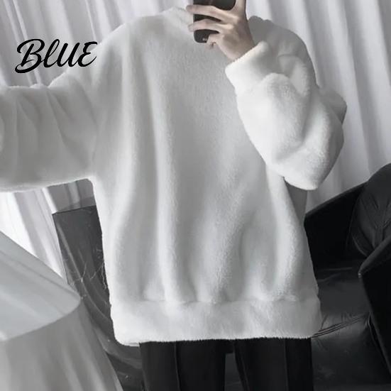 Loose Men Sweatshirt Daily Wear Cozy Winter O Neck Solid Color Top for