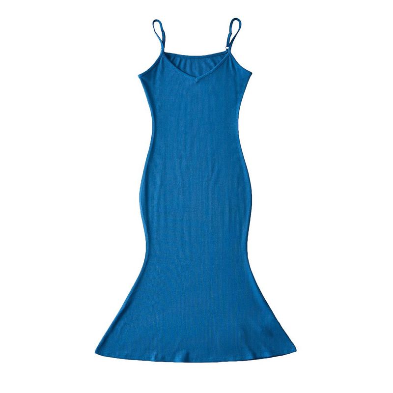 

Annual God Skirt! Pure Desire Dress Super Sexy Sling Fishtail Wrap Skirt Stretch Knitted Cotton Women s Long Skirt Peacock Blue M