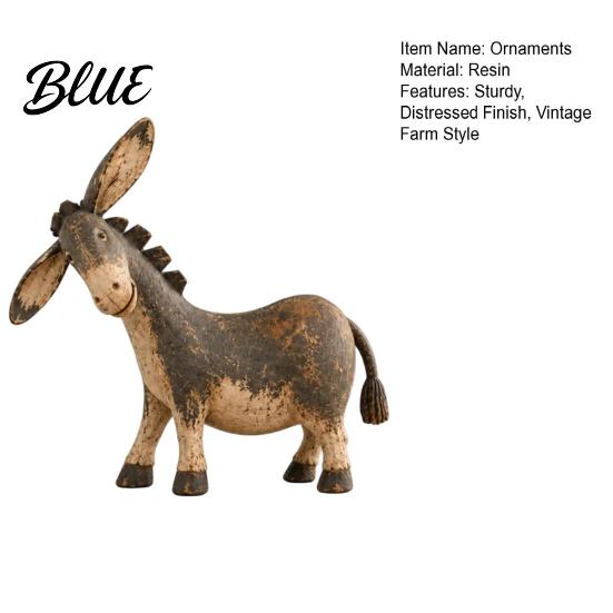 Rustic Shelf Accents Donkey Figurine Vintage Farm Style Animal Statue Whimsical Tilted Nostalgic Country Home Accessories Head Ornament for