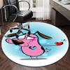 Pink Cowardly Dog Thumbs Up round carpet Chair cushion Round Entryway Rug, Soft Round Rugs for Living Room, Bedroom, Circle Carpet decor gifts