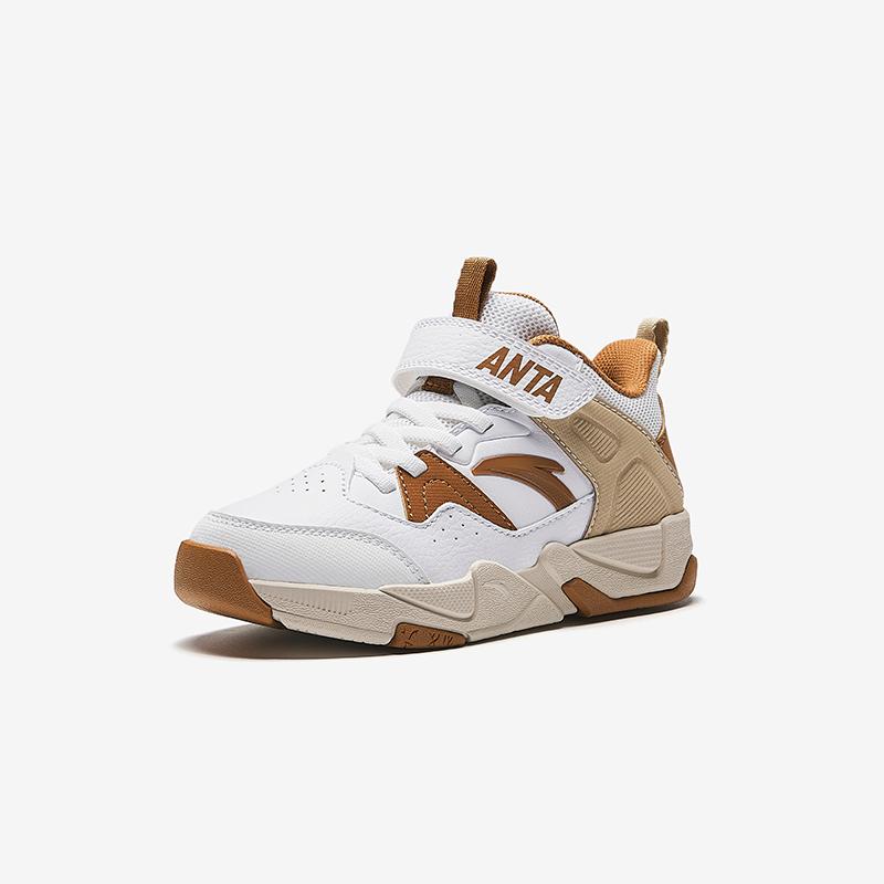 Anta Kids Synthetic Leather Fabric Trendy Comfortable Versatile Non-Slip Kick-Resistant Durable Mid-Top Basketball Shoes A12519901-2