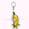 Creative Banana Cat with Heart Keychain for Accessories Bag Pendant Food Fruit Happy Cats Key Chain Ring Keychains Jewelry Gift