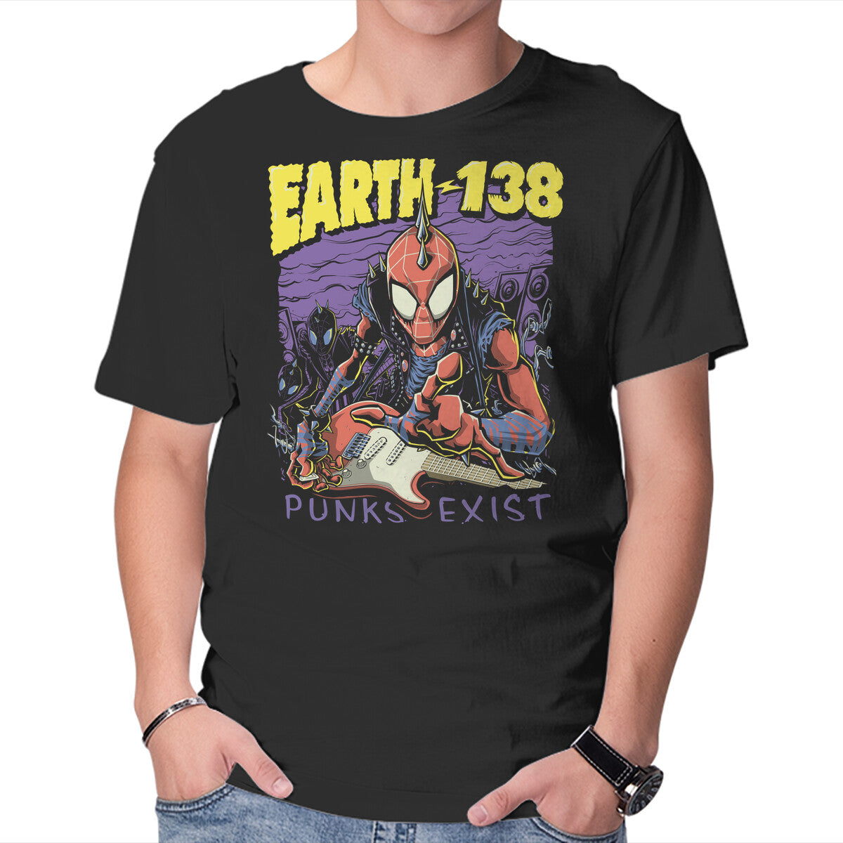 Unisex Crew Neck T-Shirt Punks Exist Graphic Short Sleeve Casual Tee L