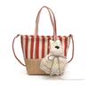 Summer trend canvas bag striped vegetable basket women's bag new high-end retro splicing fashion messenger bag