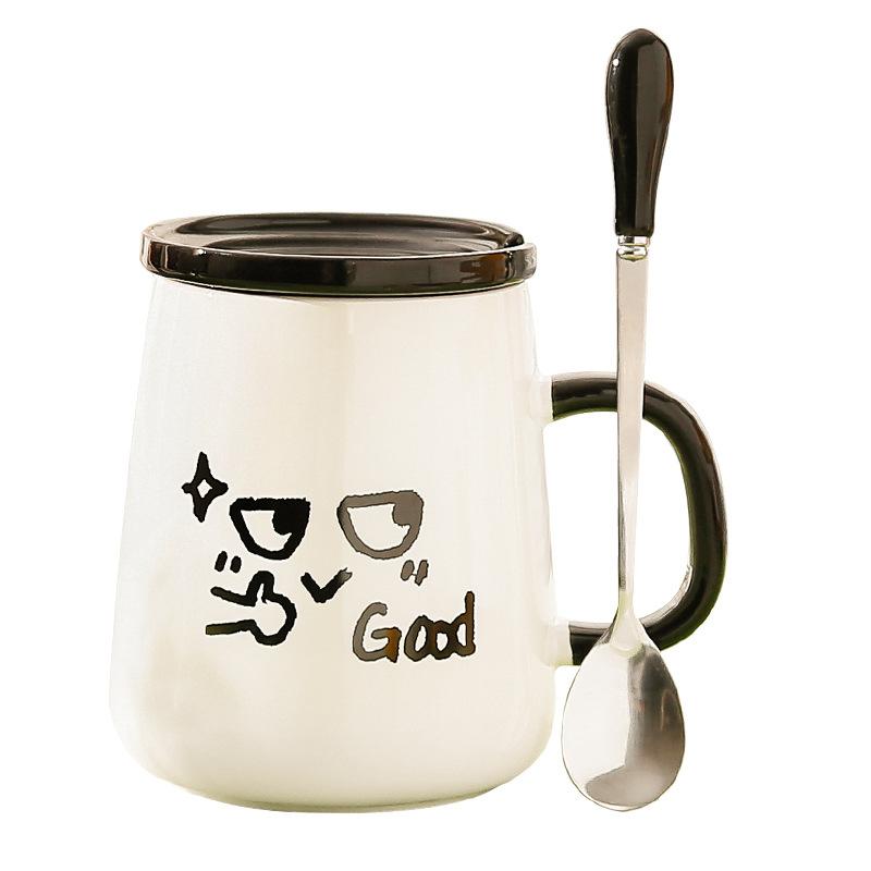 Creative Style High Value Mug With Lid Spoon Cute Ceramic Water Cup Funny Birthday Gift Souvenir