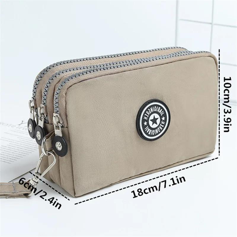 New Washed Denim Women's Three Zipper Coin Purse,Makeup Bag,Phone Bag,Hand-Held Portable Bag