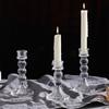 Vintage Roman Column Candlestick Transparent Clear Glass Candlestick Table Centerpiece