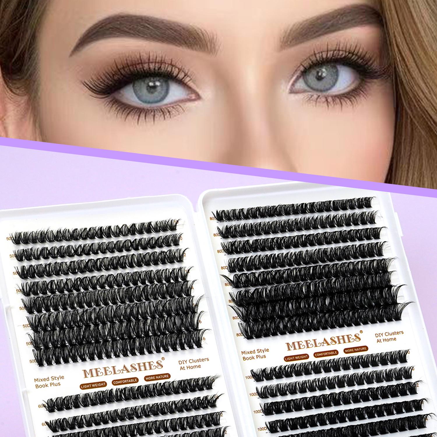 European & American Curled Hot-Melt False Eyelashes Collection: Various Lengths & Single Cluster Segmented Styles 50D+60D+80D+100D 8-16MM White Box чёрный