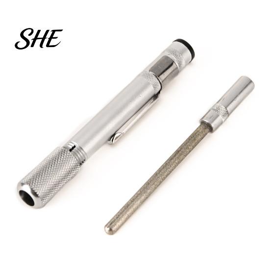 Fishing Tackle Sharpener Pen Type Portable Hook Sharpener, Heavy Duty Metal Sharpening Tool, Cutter Rod with Clip, Accessories
