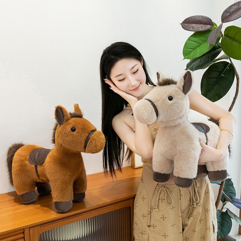 Cartoon Chinese Zodiac Horse Plush Toy Cute Stuffed Pony Doll Sofa Throw Pillow Home Decoration New Year Mascot Festival Gift