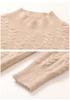 Women's Heavyweight Cashmere Cable Knit Top, Long Sleeve, Semi-High Neck, Loose, Warm Sweater for Autumn/Winter.