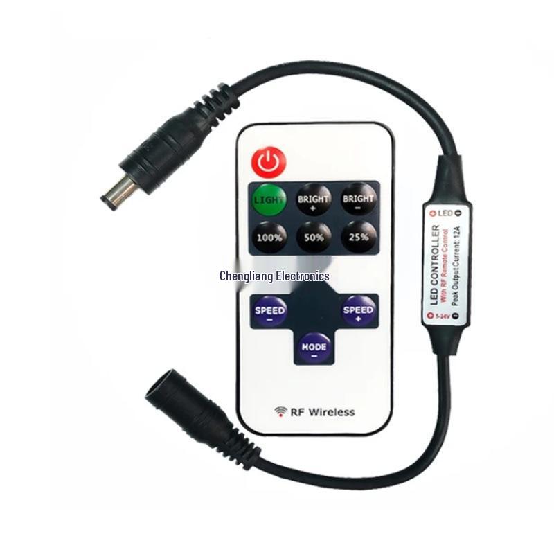 11-Key Single Color Mini RF LED Controller & Dimmer (5-24V).