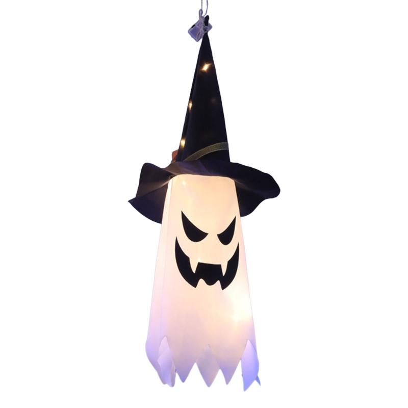 Halloween Decoration Flashing Light LED Skull Festival Dress Up Glowing Wizard Hat Lamps Hanging Decoration Kid Gift