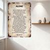 Vintage Edgar Allan Poe 'Alone' Poem Rusty Metal Tin Sign Distressed Aged Wall Plaque for Home Office Man Cave Bar Decor
