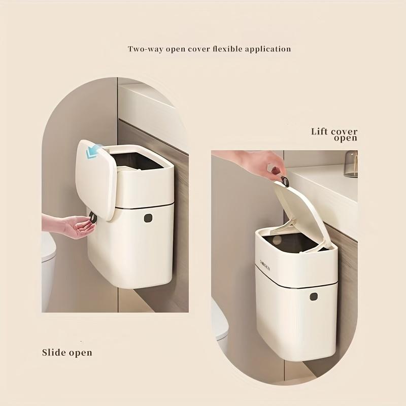 1pc Household Plastic Flip Wall Hanging Garbage Bin, Kitchen, Bathroom, Bathroom, Crevice Hanging Wall Storage, Pressure Ring Ga