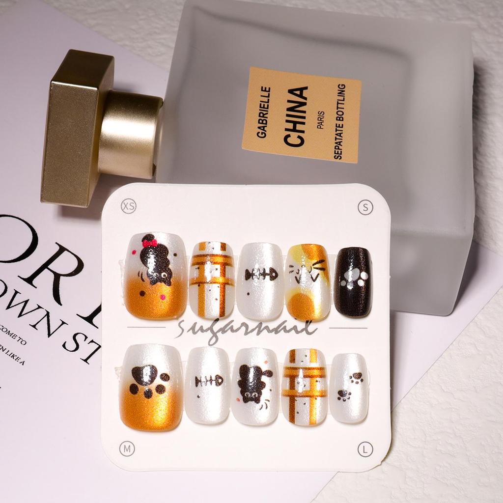 Butterfly & Cat Eye Wearable Nail Kit - Cute Short Manicure Pieces