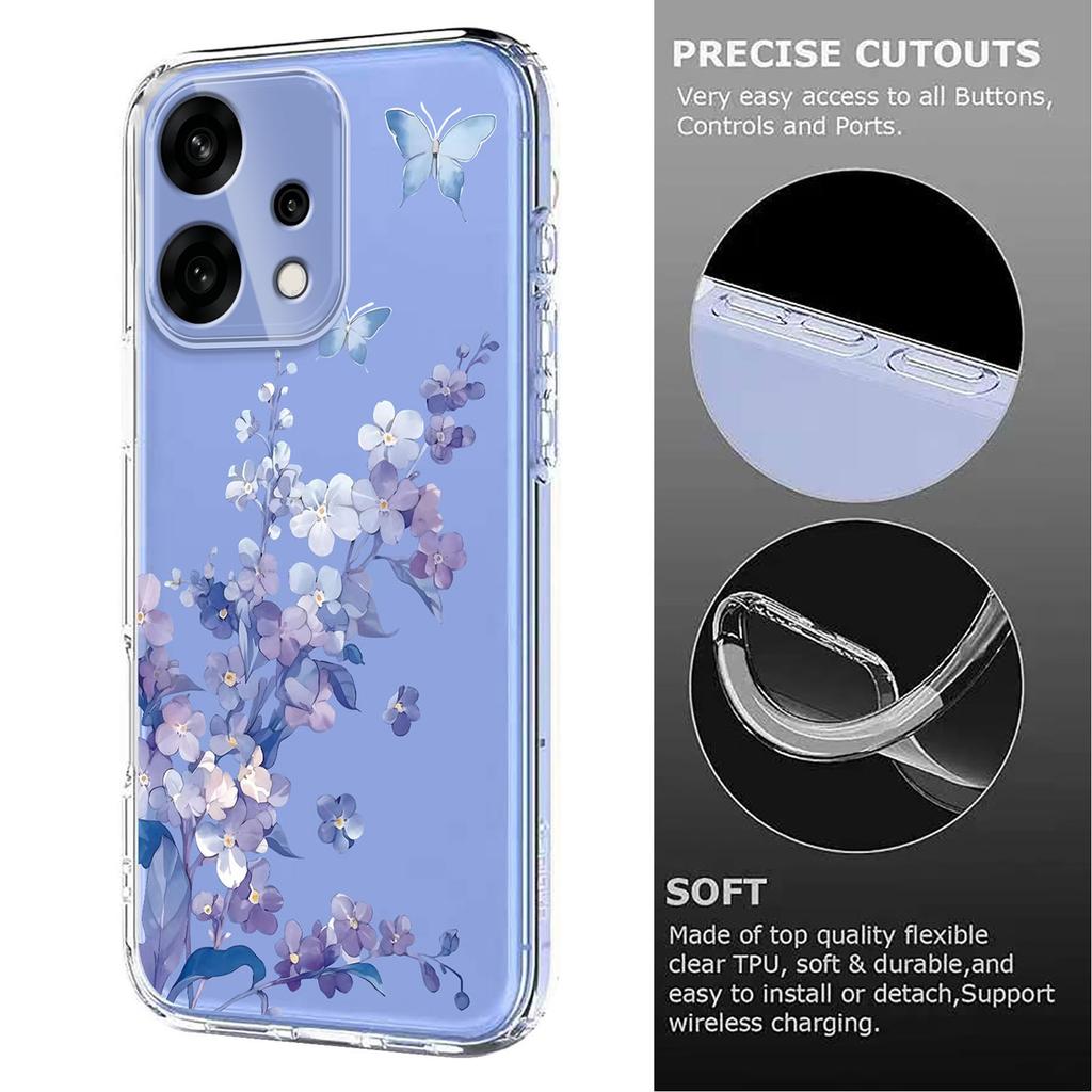 For Oppo Reno14 5G (Global)/Oppo Reno14 5G (China)/Oppo Reno14 F 5G Case Butterfly Floral Pattern Printing TPU Phone Back Cover