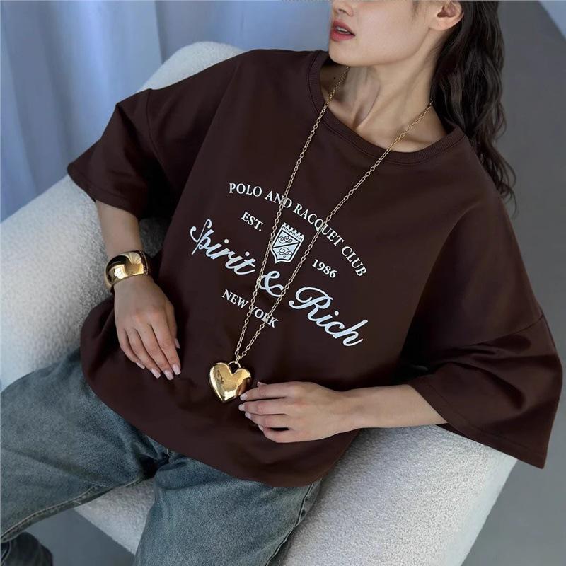 Crowd 100% Bomull Trendig Kortärmad Retro Bokstavstryckt T-shirt - Sommar 2025 Kollektion