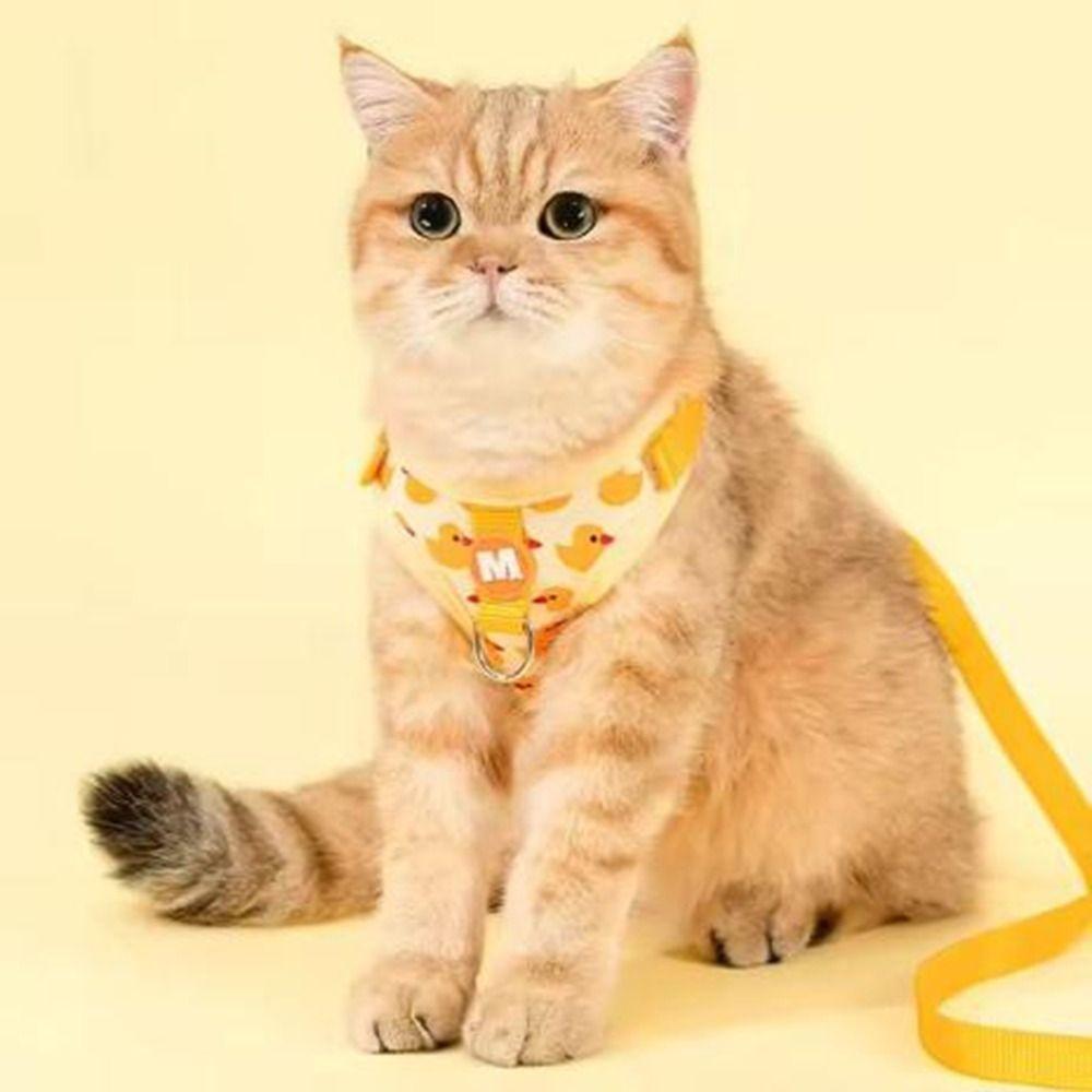 Adjustable Buckle Yellow Duck Dog Rope Vest Style Cartoon Dog Leash Pet Harness  Yorkshire