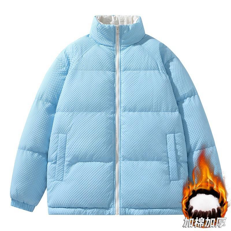 Winter Warm Thickened Bread Clothes Couple Young Handsome Cotton-padded Clothes Cotton Clothes Solid Color Stand-up Collar Versatile Jacket Tide