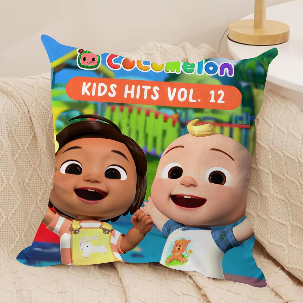 Cartoon CCoComelons Cute Cushion Cover Silky Short Plush Invisible Zipper Dustproof Sofa Pillow Case For Home Decor