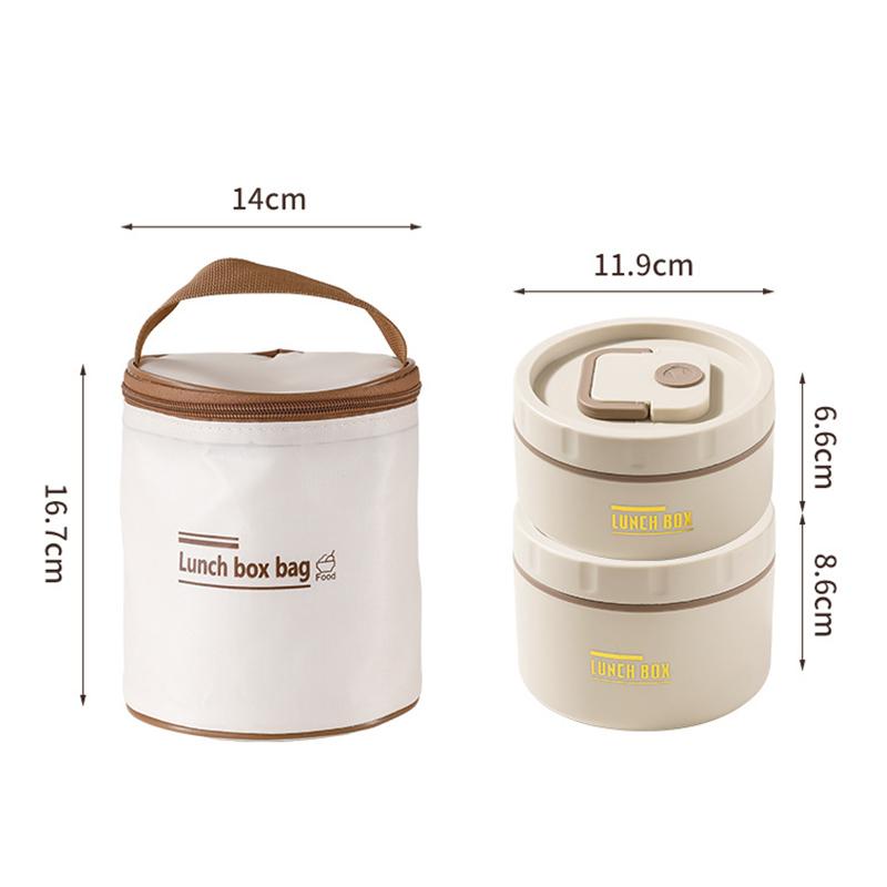 Insulated Thermal Lunch Box 2/3 Stackable Layers Adult Food Container Set for School Office Outdoor Picnic Meal Prep
