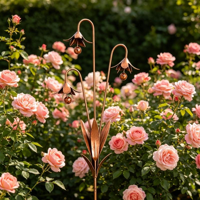 Rusty Bluebell Flower Shape Metal Decorative Stakes Freestanding Outdoor Garden Decoration for Balcony Courtyards
