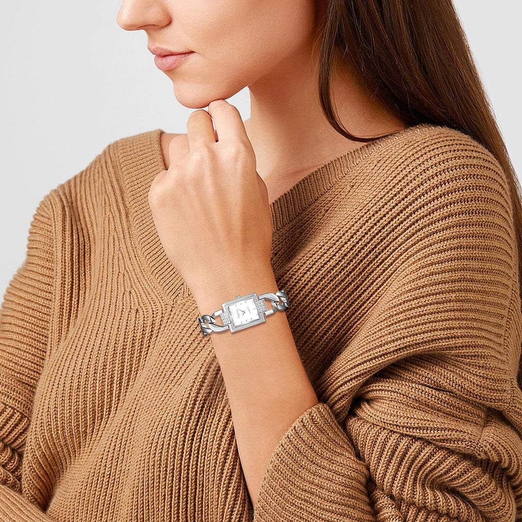 Orologio da polso da donna analogico quadrato con diamanti Bangle oro argento casual business moda orologio da donna accessori compleanno anniversario giorno giorno di Natale