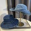 Vintage Washed Denim Bucket Hat Unisex Summer Sun Hat for Women Men Camping Cap with Uv Protection Western Cowboy Fisherman Hat