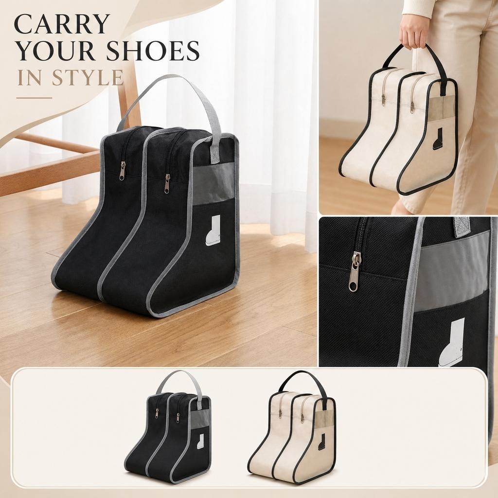 Waterproof Dustproof Short Boot Covers with Transparent Window Dual Zipper Design Durable Material for Shoe Protection and Storage