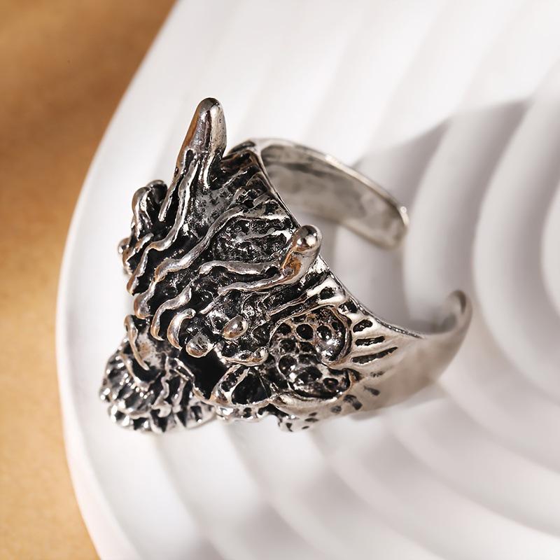 Trendy European-American Hannya Mask Open Ring – Hip Hop Streetwear Jewelry One Size