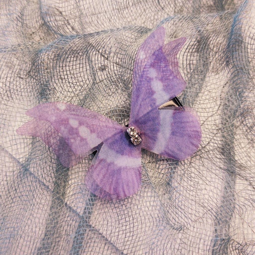 Wish New Multicolor Double-Layer Sheer Butterfly Hair Clip - Cute Children's Accessory with Vintage European Style