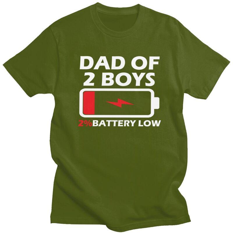 Custom Mens Dad Of 2 Boys T Shirt Short Sleeve Cotton Tshirt Streetwear Tshirt Leisure Papa Fathers Day Gift Tee Clothing