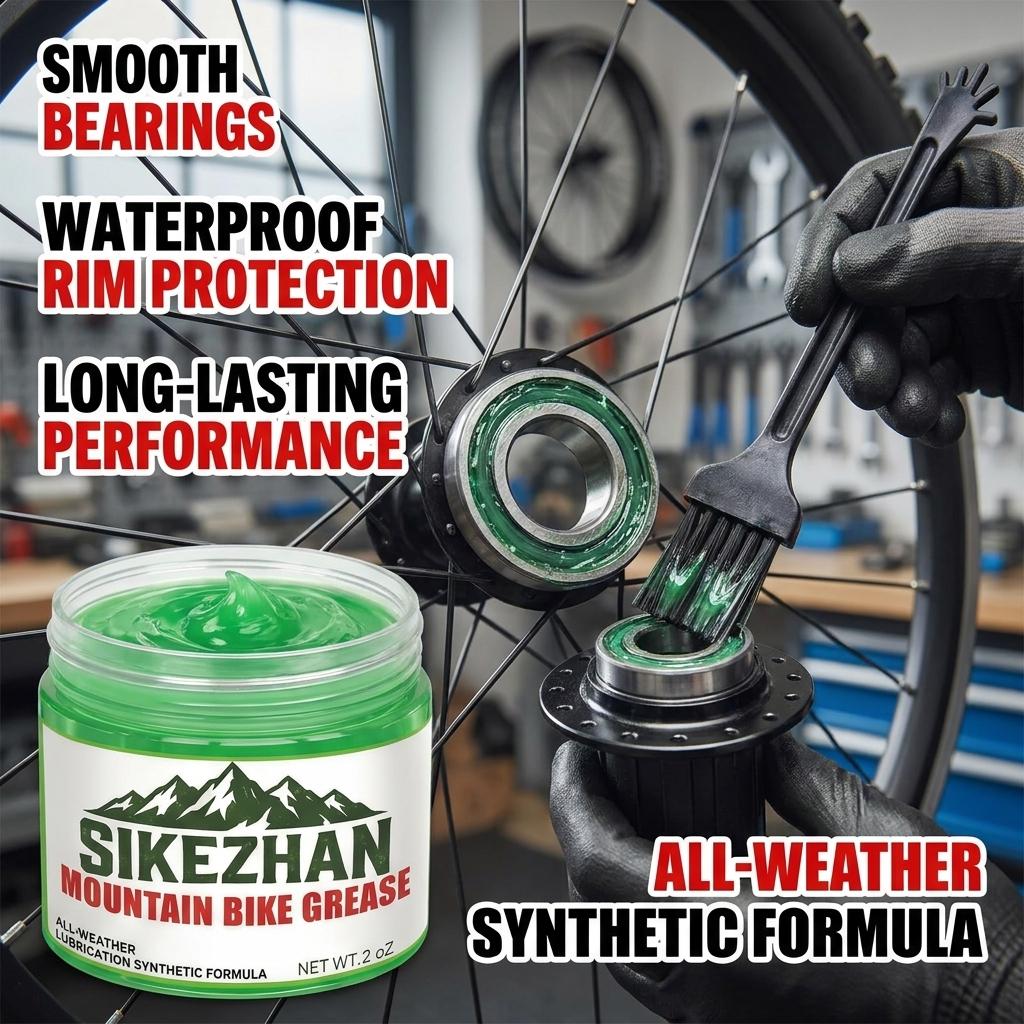 2oz Bike Grease with Brush, Waterproof Anti-Rust High Temp Synthetic Lube for MTB & Road Bike Bearings, Hubs & Headsets