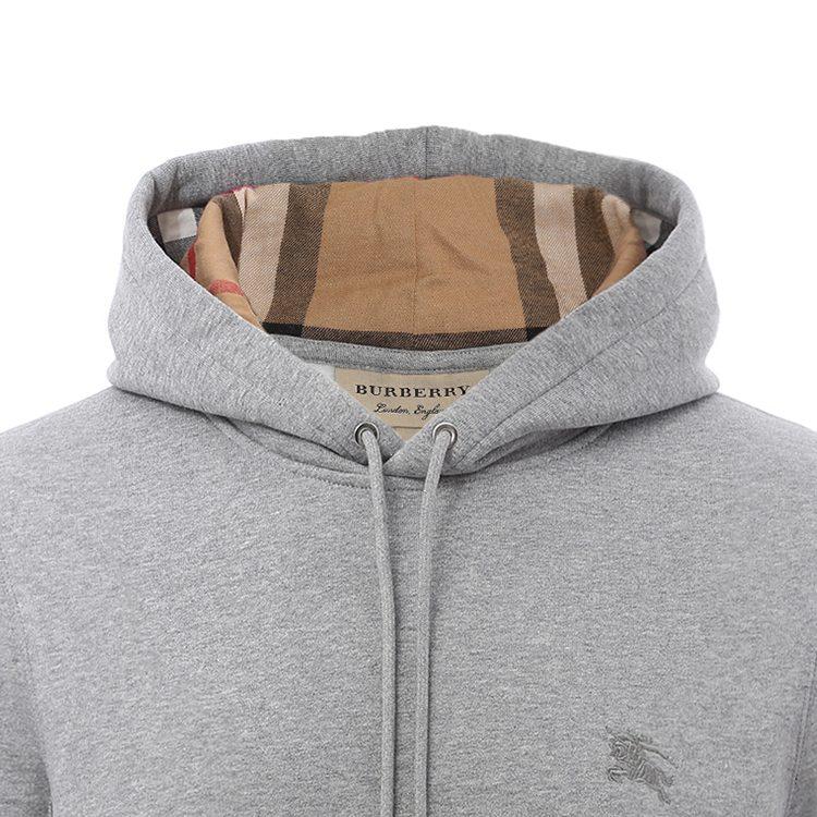 Burberry SS21 Solid Color Fleece Lined Hood Sweatshirt Men's Gray 80362841