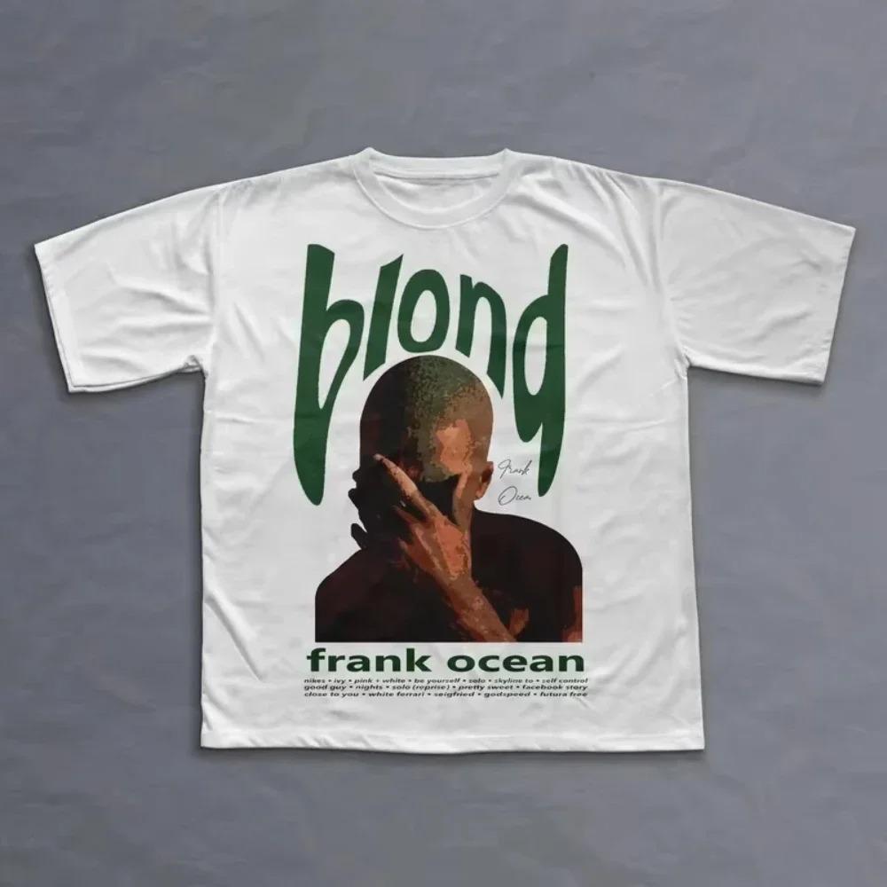 2026 Rapper Frank Retro Graphic T Shirt Unisex Hip Hop Ocean Album Clothing T-Shirts Y2k Unisex Blond Fashion Oversized Cotton T-shirt
