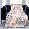 1PC Cartoon Marie Cat Print Blanket, Seasonal Universal, Home Decoration, Throw Blankets, Cute Marie Cat Design, Soft Flannel Throw Blanket, Versatile