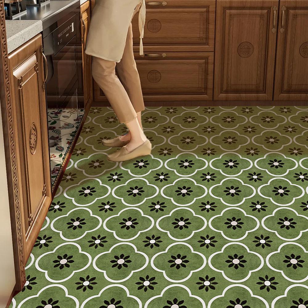 Kitchen Floor Mat Vinyl Carpet Pvc Leather Mats Waterproof Oil-proof Large Rug Home Decoration Non-slip