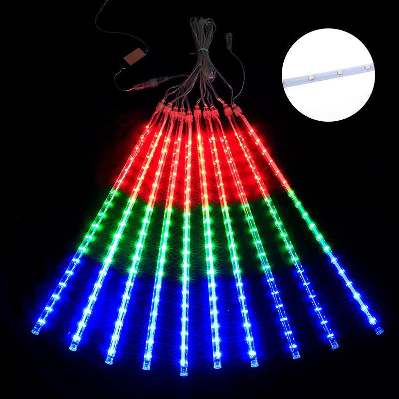 Outdoor Waterproof Solar LED Meteor Shower Lights: Colorful Hanging Tree Decoration for Street and Landscape Atmosphere