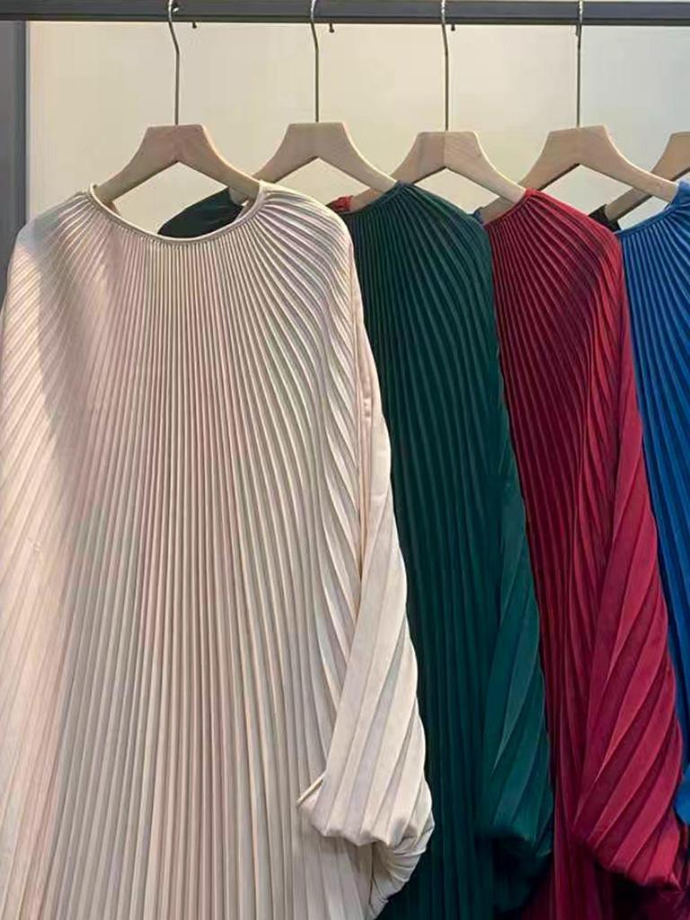 Pleated Plus-Size Maxi Dress: High-End Middle Eastern, European & American Style
