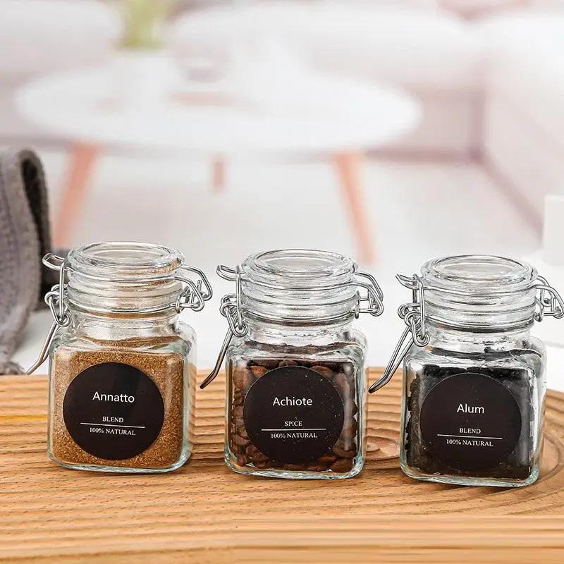 Küche Transparente Glasflasche Versiegelte Aufbewahrungsflasche 50/100ml Große Öffnung Gurken Obst Marmelade Behälter für Haushalt Lebensmittelkonservierung