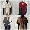 Women Cardigan Scarf Spring and Autumn Fashion Elegant Solid Color Triangle Scarf Retro Outdoor Leisure Shawl Cape Knitted Shawl
