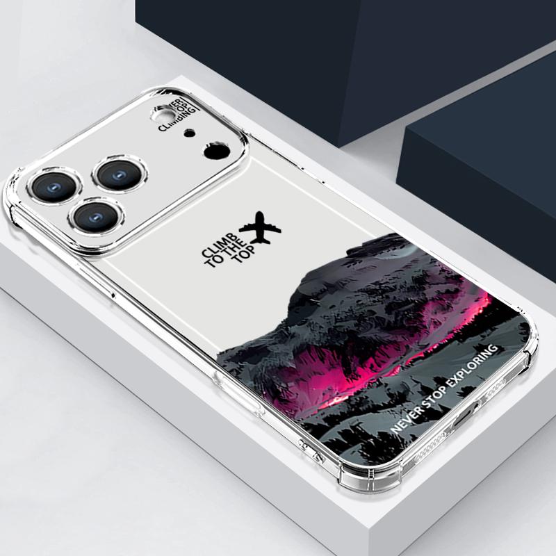 Airplane Snow Mountain Landscape Pattern Case For iPhone 17 Pro Max Coque iPhone 16 15 14 13 Pro Max 11 Shockproof Clear Soft Silicone Cover
