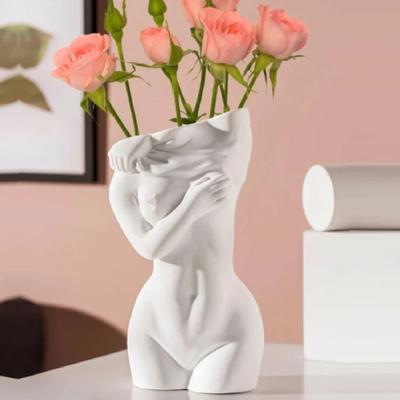 Nordic Instagram RESIN Vase Ceramic Art Female Body Sculpture Vases Pendant Desktop Decor Flower Arrangement Dried Flower