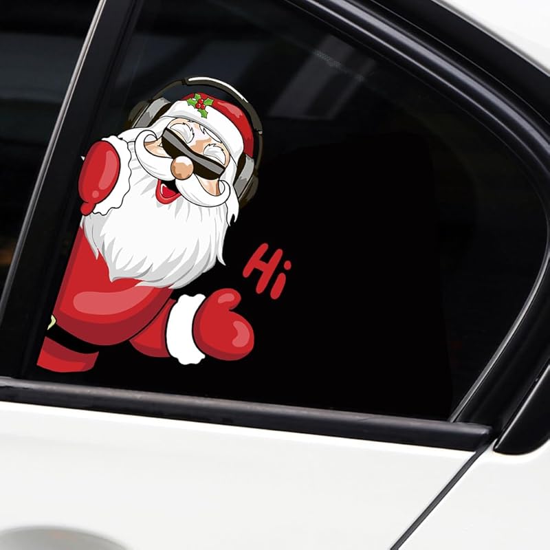 Christmas Decor Elf Peeking Sticker, Car Window Decals Vinyl Waterproof Stickers for Cars Truck SUV Laptop Bumper Car Stickers and Decals (Elf)