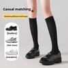 Boneless, Slightly Pressed Calf Socks, Cotton Socks for Slimming Legs, Women's White Tall Socks for Spring and Autumn