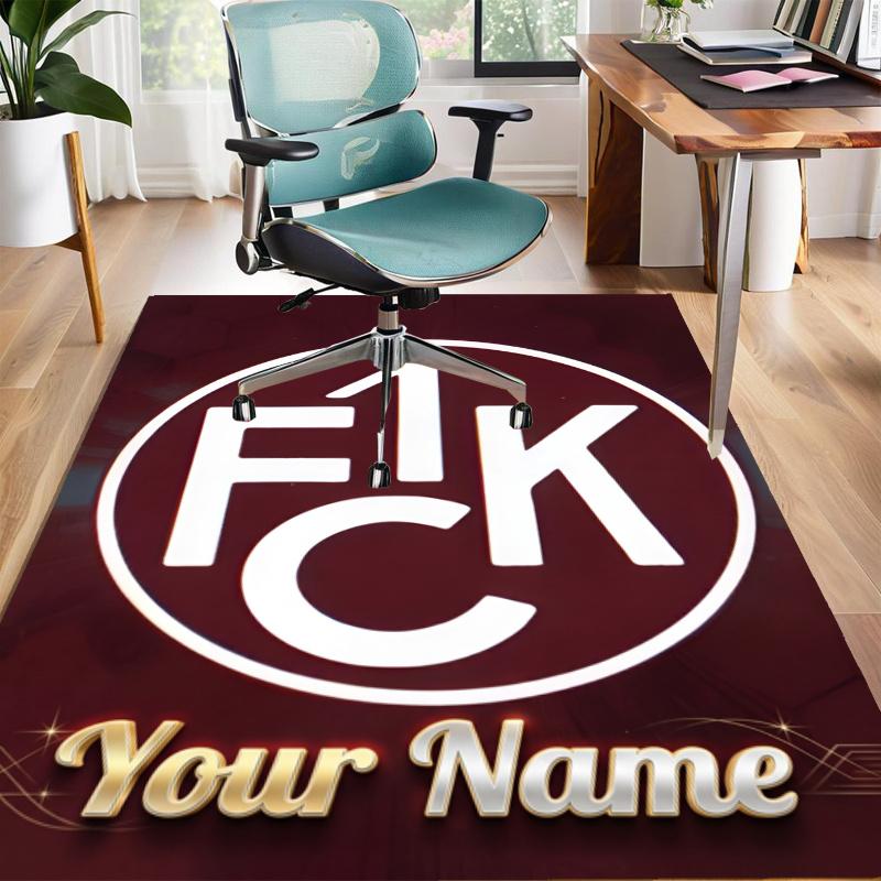 1.FC Kaiserslautern Design Area Rug Personalized Name- Non-Slip, Soft & Cozy Floor Mat for Living Room, Office - Indoor/Outdoor Carpet