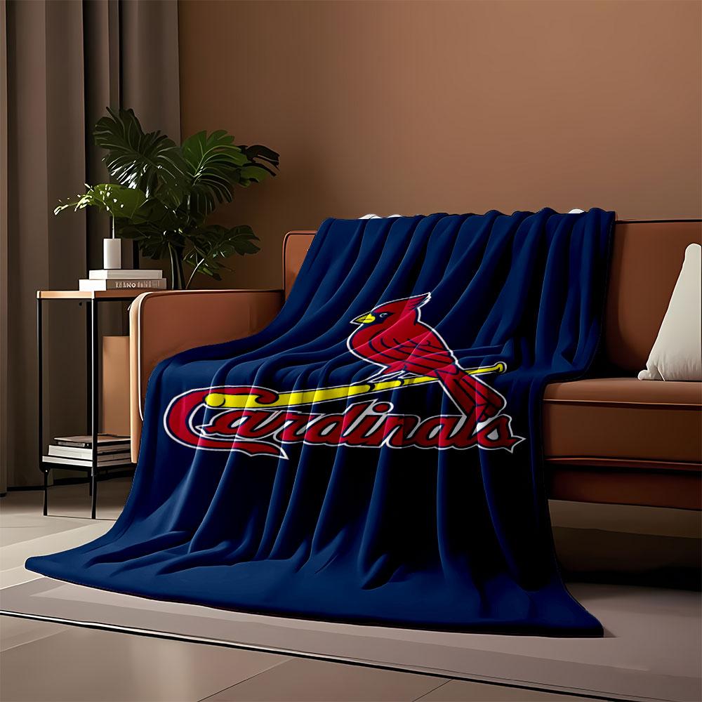 Cardinals Logo On Navy Blue Blanket Print Blanket Soft and Cozy Perfect for the Living Room Bed Sofa or a Nap,gift